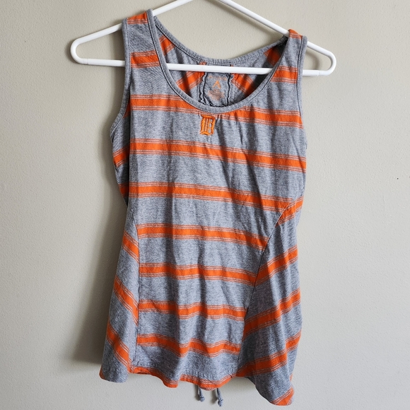 Antigua Detroit Tigers Gray and Orange Striped Tank Top Small - Picture 1 of 5